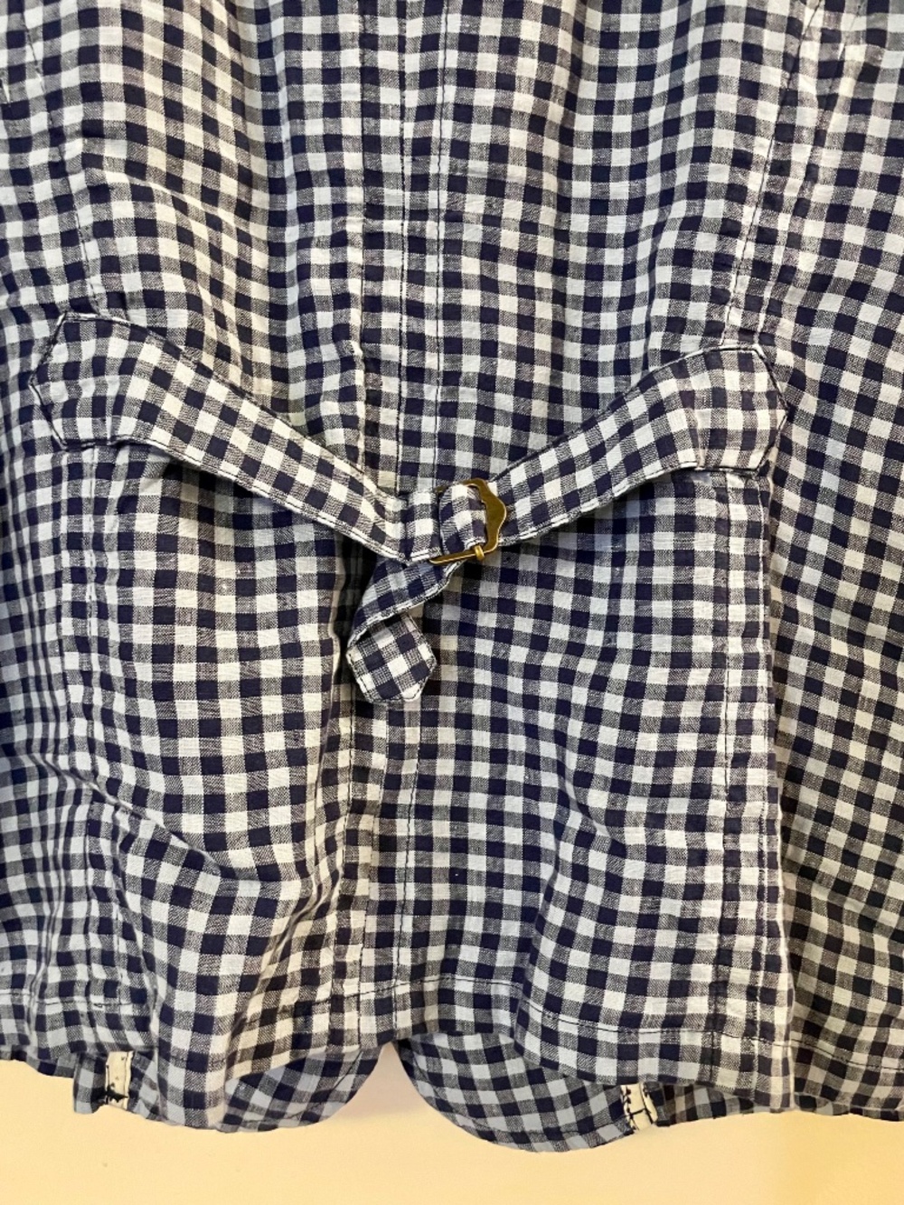 Sundance Ziri Linen Blue Gingham Check Button Front Blazer Jacket - L - Picture 6 of 13